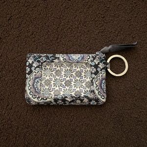 Vera Bradley zip id case charcoal medallion